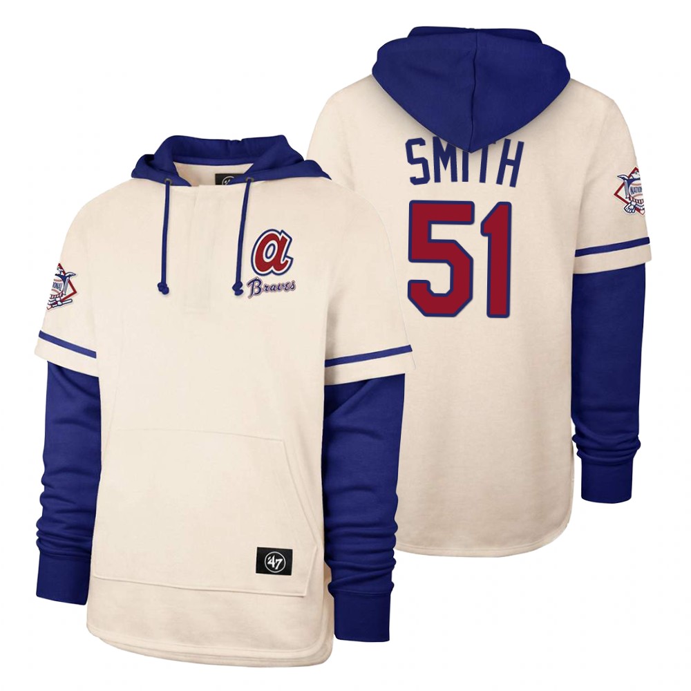 Men Atlanta Braves #51 Smith Cream 2021 Pullover Hoodie MLB Jersey->atlanta braves->MLB Jersey